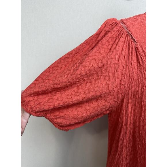 Women’s Babydoll Top Plus Sz 1X Short Sleeves Orange Rust Color Boho - Picture 4 of 15